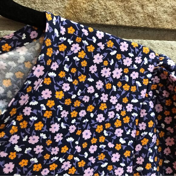 Draper James Tie Neck Flounce Shift Dress Purple ditsy floral print Medium - Picture 5 of 11